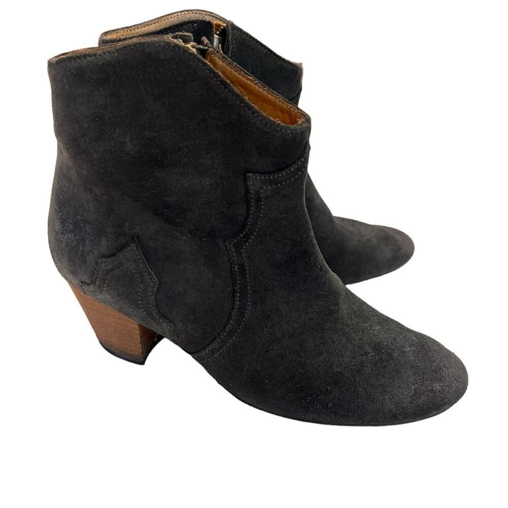 Isabel Marant Dark Brown Suede Booties 6.5 western cowgirl country - Picture 6 of 9